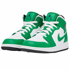 Nike Air Jordan 1 Mid Lucky Green Grade School Basketball Sneakers Shoes 6.5Y